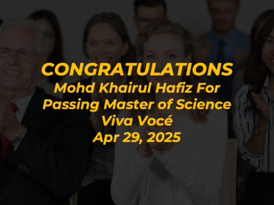 Congratulations Mr Mohd Khairul Hafiz for passing Master VIVA VOCÉ